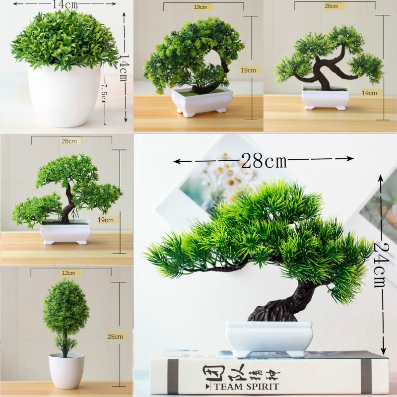 Home Office Layout - Nuove piante artificiali verdi Bonsai Piccolo